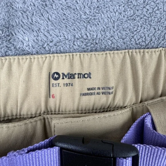 Marmot Kodachrome Pants Womens 6 Khaki Stretch Nylon Hiking Jogger Cuffs Belt - Picture 5 of 10
